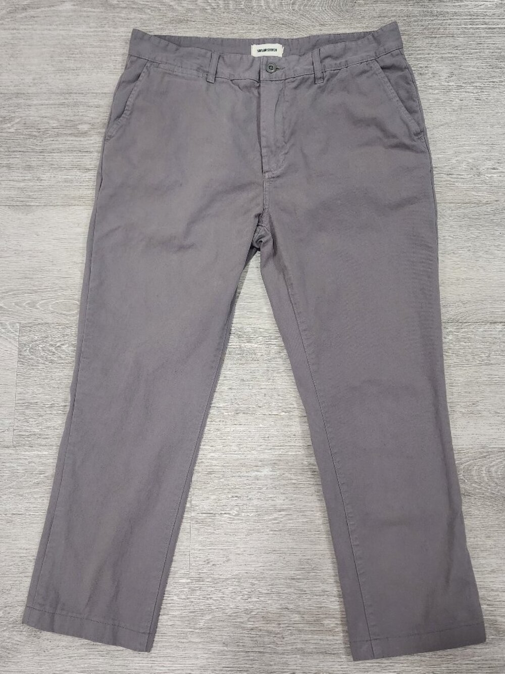 Taylor Stitch Foundation Slim Fit Chino Pants Stone Washed Gray Men's Size 35
